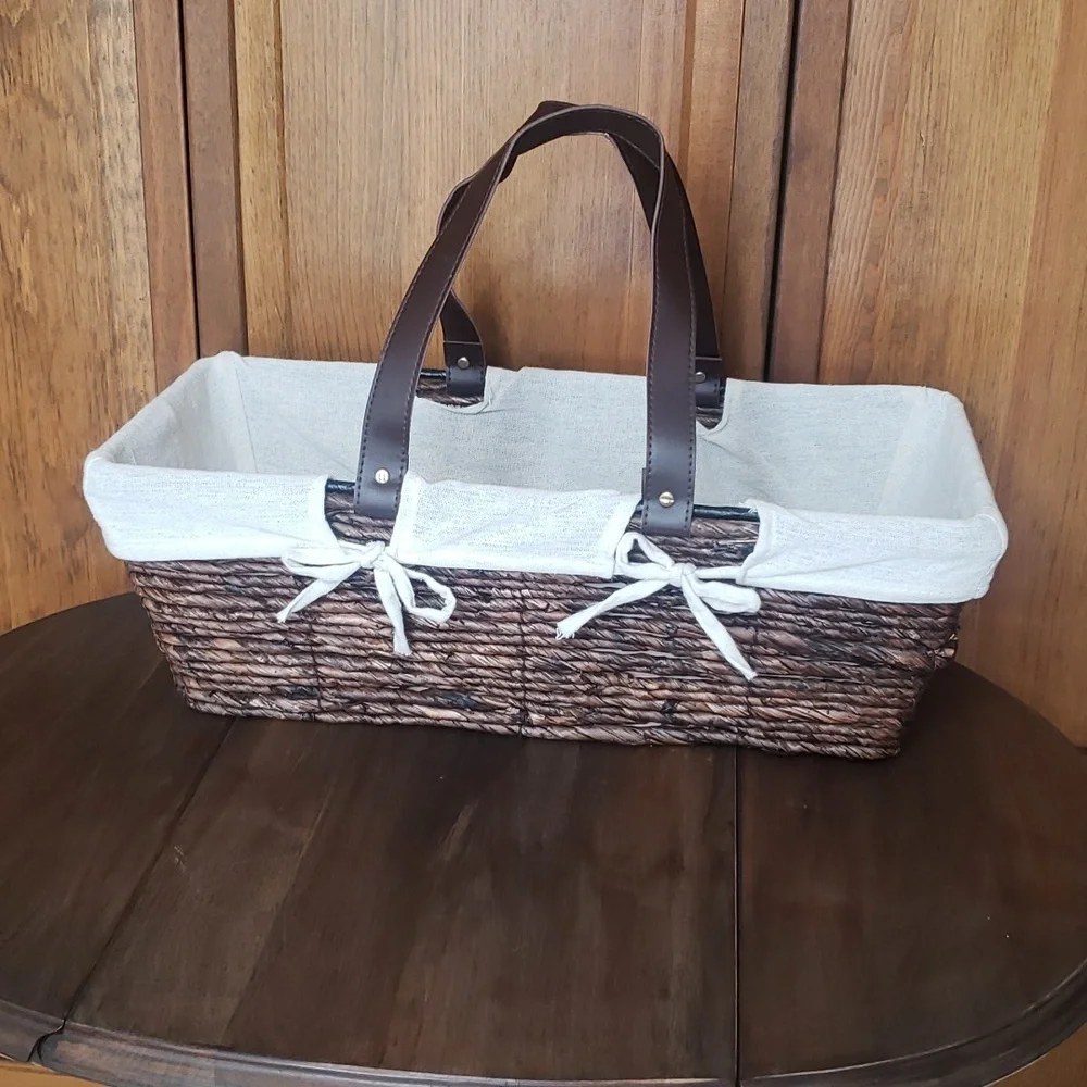 Wicker Basket with Liner and Handles